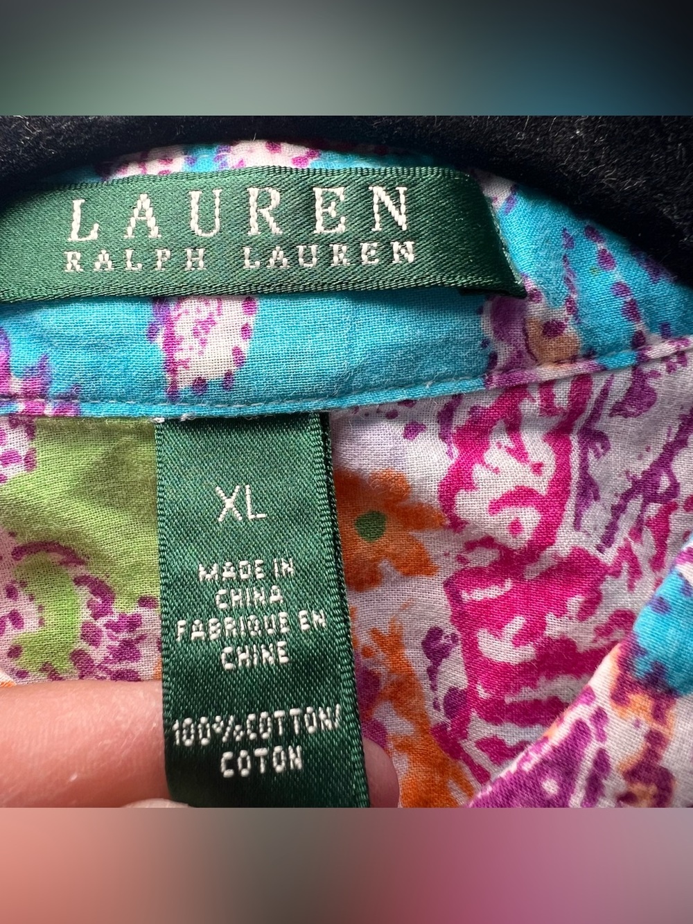 LAUREN RALPH LAUREN Multi-colored Paisley Print Womens 3/4 Sleeve Button Down - Picture 2 of 7